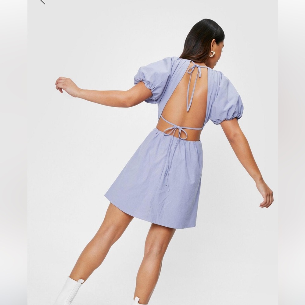 NWT Linen Look Open Back MIDI Dress